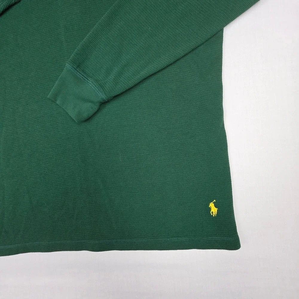 Polo Ralph Lauren Waffle Knit Thermal Shirt Mens XL Green Cotton Blend Pony Logo